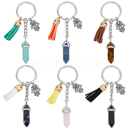  Synthetic & Natural Gemstone Bullet Keychain KEYC-NB0001-43-1
