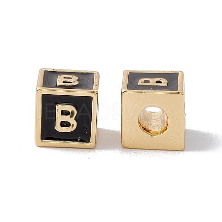 Rack Plating Brass Enamel Beads KK-B060-04G-01B-1