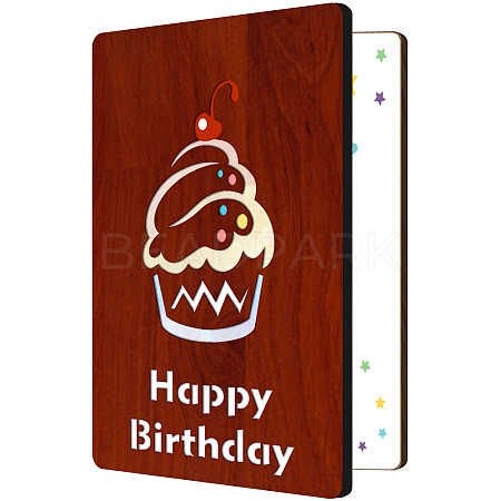 MDF Greeting Card & Paper Envelope with Bowknot AJEW-WH0203-008-1