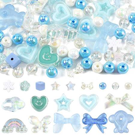 100Pcs 19 Styles Transparent Acrylic Beads MACR-FS0002-34-1