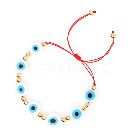 Evil Eye Handmade Lampwork Braided Bead Bracelets for Women BJEW-A22-12-16-1-1