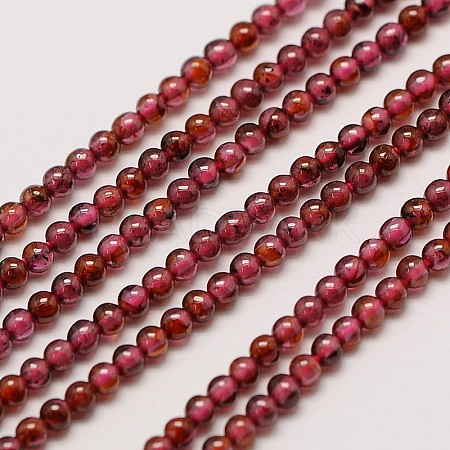 Grade AA Natural Gemstone Garnet Round Beads Strands G-A130-2mm-31-1
