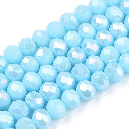 Electroplate Glass Beads Strands EGLA-A034-P4mm-B14-1
