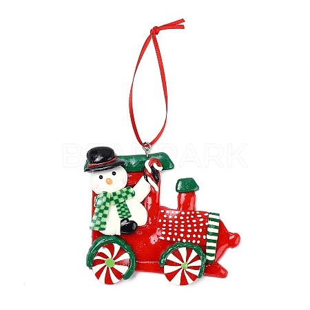 Christmas Car Handmade Polymer Clay Pendant Decorations HJEW-P017-03A-1