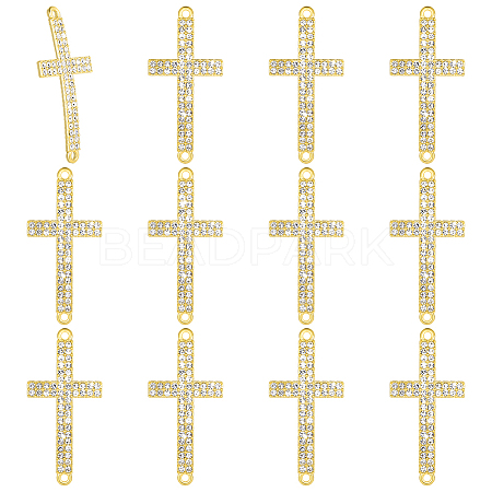 12Pcs Religion Alloy Crystal Rhinestone Connector Charms FIND-PH0038-15G-1
