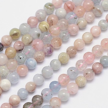 Natural Morganite Round Bead Strands X1-G-I159-6mm-1