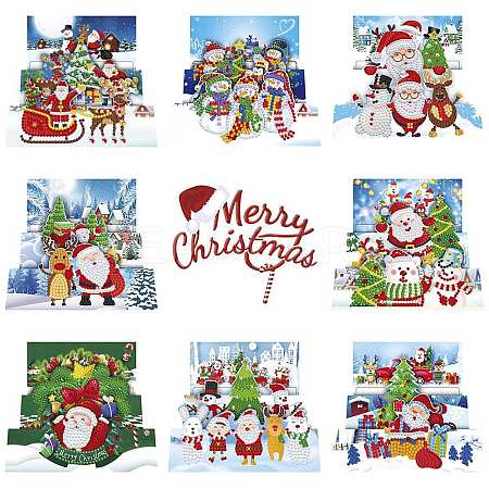 DIY Merry Christmas Rectangle Greeting Card Diamond Painting Kit XMAS-PW0001-128B-1