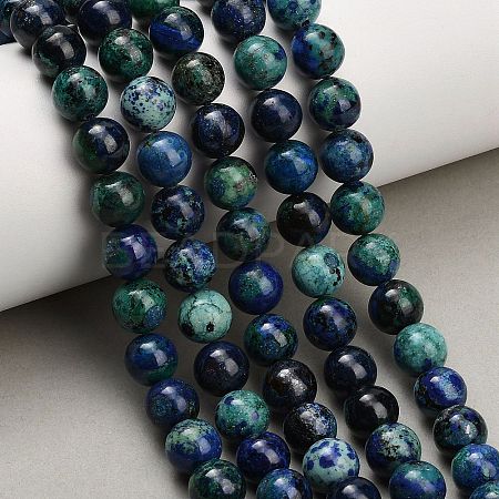 Natural Azurite Beads Strands G-G475-A04-8mm-1