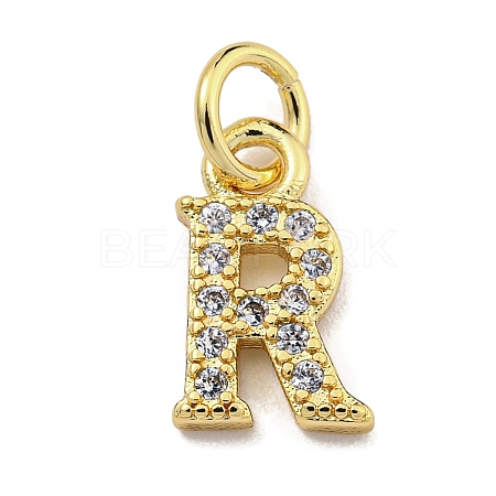 Initial Letter Brass with Cubic Zirconia Charms KK-Q814-26R-G-1