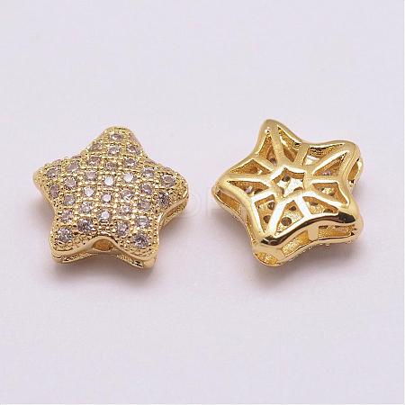 Brass Micro Pave Grade AAA Cubic Zirconia Beads ZIRC-G093-40G-NR-1