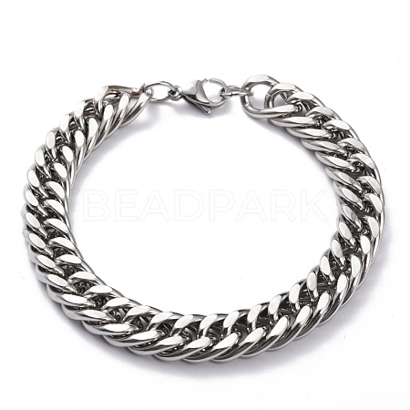 Tarnish Resistant 304 Stainless Steel Cuban Link Chain Bracelets STAS-A028-B064P-A-1