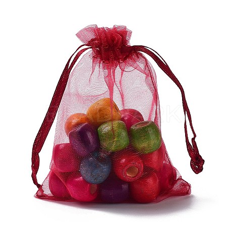 Rectangle Organza Drawstring Bags CON-PW0001-054C-13-1