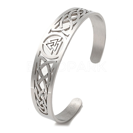 Non-Tarnish 304 Stainless Steel Hollow Cuff Bangles LS-BJEW-Z022-03P-1