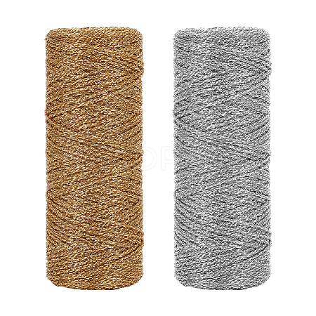 2 Rolls 2 Colors Polyester Braided Metallic Cord OCOR-PH0002-82-1