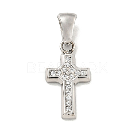 304 Stainless Steel Cubic Zirconia Pendants STAS-C102-04B-P-1