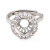 Rack Plating Round Brass Micro Pave Cubic Zirconia Adjustable Ring Components LS-KK-Q819-05P-2