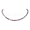 Faceted Round Natural Agate(Dyed & Heated) Beaded Necklaces for Women NJEW-JN04659-02-2
