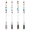 Mixed Synthetic & Natural Chip Gemstone Pointed Dowsing Pendulums PALLOY-JF02455-01-1