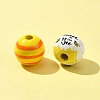 10Pcs 4 Styles Printed Natural Wood European Beads WOOD-FS0001-16-5