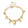 Heart & Clover Brass Charm Bracelets BJEW-L696-009G-1