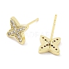 Brass Micro Pave Clear Cubic Zirconia Studs Earring for Women EJEW-S217-F02-2