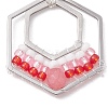 Wire Wrapped Natural White Jade & Glass Bead Pendants PALLOY-MZ00200-4