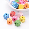 50PCS Mixed Lead Free Cube with Flower Wood Beads X-TB230Y-1