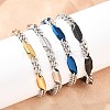 304 Stainless Steel Rhombus Cuban Link Chain Bracelets for Men Women BJEW-G766-07B-1