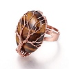 Adjustable Natural & Synthetic Mixed Stone Rings RJEW-O033-E-2