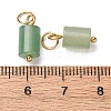 Natural Green Aventurine Column Charms with 304 Stainless Steel Jump Rings G-Q032-01F-3