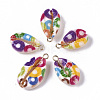 Printed Natural Cowrie Shell Pendants X-SSHEL-R047-02-B02-2