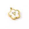 Golden Tone Stainless Steel Pave White Shell Letter Flower Charms PW-WGC5230-22-1