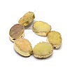 Golden Plated Dyed Oval Natural Druzy Quartz Crystal Beads Strands G-F144-03-2
