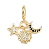 Brass Micro Pave Clear and Black Cubic Zirconia European Dangle Charms KK-N271-27G-1