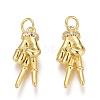 Brass Micro Pave Clear Cubic Zirconia ASL Pendants X-ZIRC-Z008-32G-1