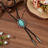 Natural Turquoise with PU Leather Lariat Necklace NJEW-WH20010-02A-3
