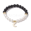Moon 304 Stainless Steel Charm Bracelets BJEW-JB10310-01-1