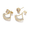 Brass Micro Pave Clear Cubic Zirconia Stud Earrings EJEW-T011-007-NF-3