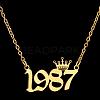 Crown Birth Year 201 Stainless Steel Pendant Necklaces for Women FS-WG4E8F2-08-1