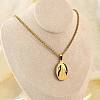 201 Stainless Steel Virgin Mary Pendant Wheat Chain Necklaces for Men NJEW-S387-09G-03-2
