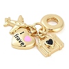 Rack Plating Brass Clear Cubic Zirconia European Dangle Charms KK-P287-18B-G-2