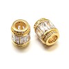 Column Brass Micro Pave Cubic Zirconia Large Hole Beads ZIRC-N017-20G-NR-1