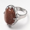 Adjustable Oval Gemstone Wide Band Rings RJEW-L062-01I-2