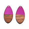 Transparent Resin & Walnut Wood Pendants RESI-N025-032-C05-1