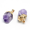 Electroplated Natural Amethyst Pendants X-G-Q481-19G-1