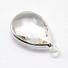 Silver Color Plated Brass Glass Teardrop Pendants GLAA-J017B-S-4
