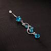 Piercing Jewelry Real Platinum Plated Brass Rhinestone S Shape Navel Ring Belly Rings AJEW-EE0001-54D-2