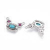 Synthetic Turquoise Rectangle with Flower Pendants KK-N258-15P-2