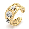 Ion Plating(IP) 304 Stainless Steel Synthetic Turquoise Cuff Rings G-Z056-06G-01-1