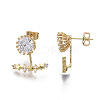 Brass Micro Pave Clear Cubic Zirconia Stud Earrings EJEW-T011-008-NF-4